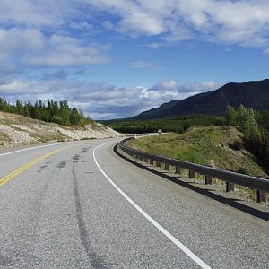 Alaska Highway with rainbow (Yukon Information)